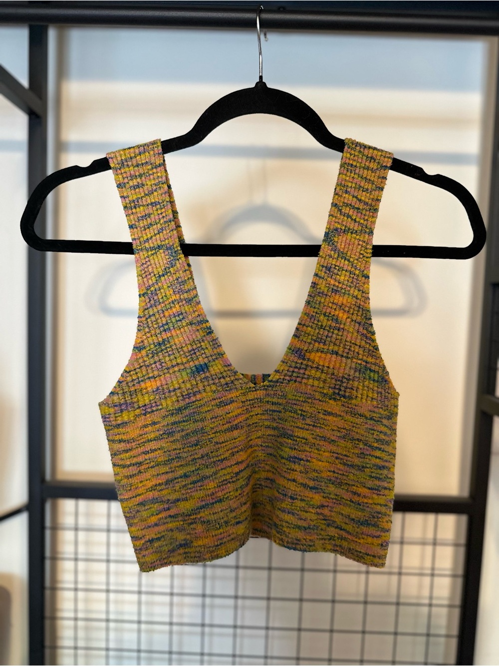 Urban Outfitters Yellow Multicolor Knit Crop Tank